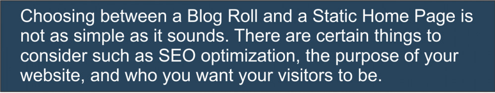 Text. Blog Roll, Static Page